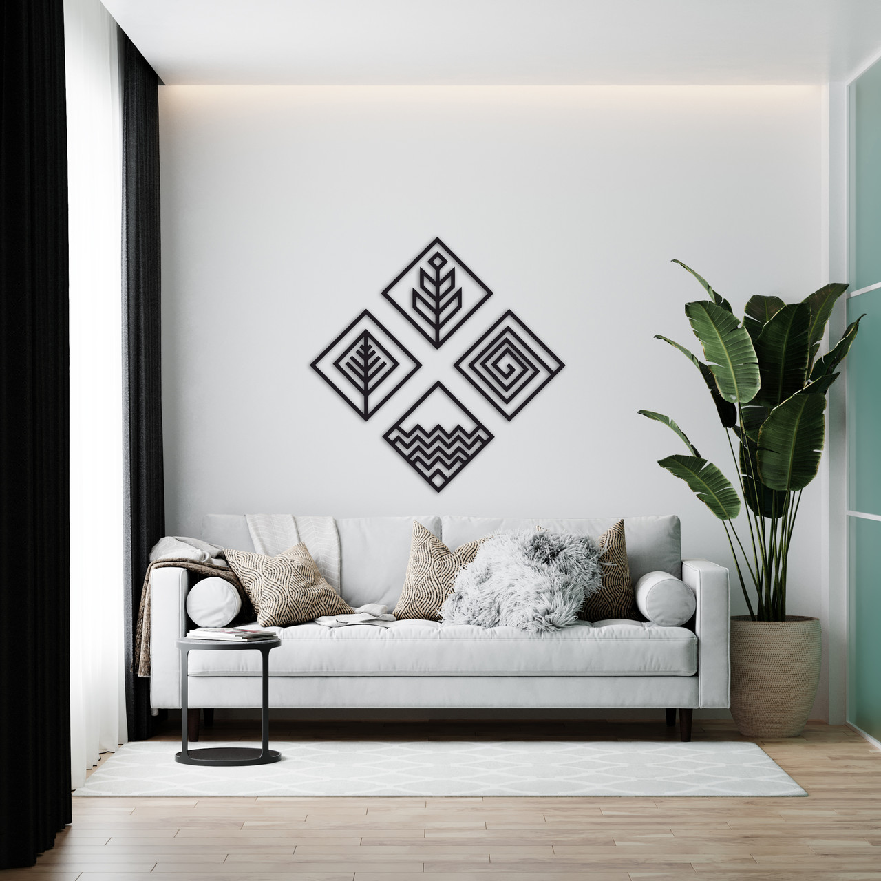 4 стихии – геометрический настенный декор