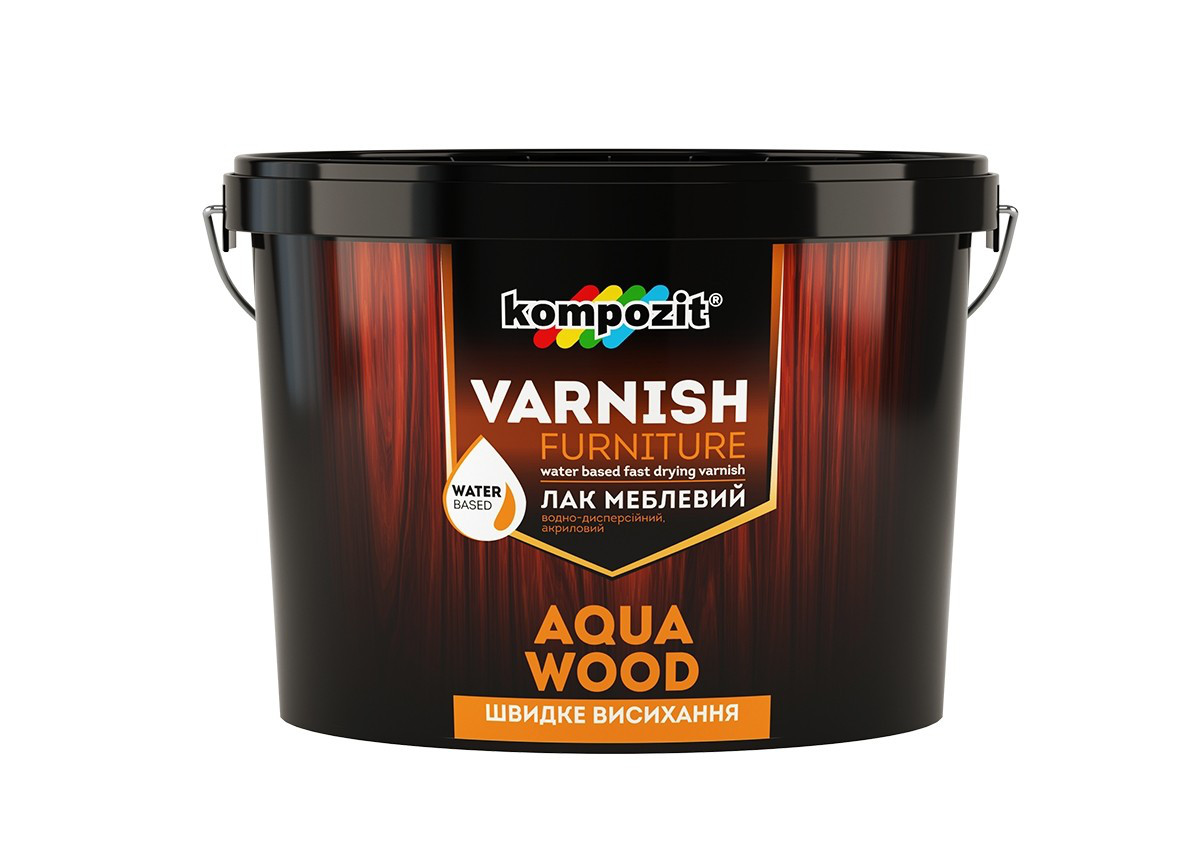 Лак мебельный Kompozit AQUA WOOD 0.75 л Шелковисто-матовый, Kompozit