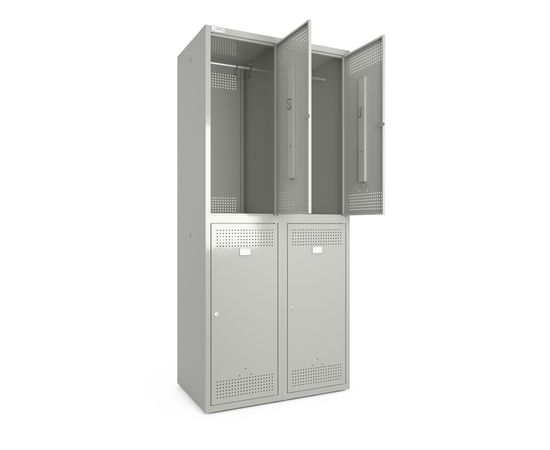 Шафа металева фарбована для одягу Меткас 400/2-4, секція 400 мм, 2 секції, 4 дверцят